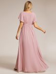 A-Line Pleated Chiffon Tie-Waist Evening Dress – Dusty Rose