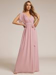 A-Line Pleated Chiffon Tie-Waist Evening Dress - Dusty Rose