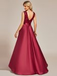 Elegant Sleeveless High-low Lace Top Wedding Guest Dress – Burgundy