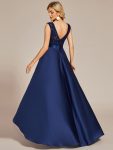 Elegant Sleeveless High-low Lace Top Wedding Guest Dress – Navy Blue