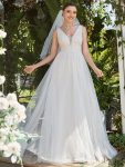 Vintage Sleeveless Lace Sheer Empire Waist A-Line Wedding Dress – Ivory