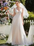 Vintage Sleeveless Lace Sheer Empire Waist A-Line Wedding Dress – Ivory