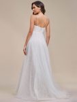 Spaghetti Strap Waist Pearl Sweetheart Collar Tulle Wedding Dress with Lace – Ivory