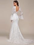 Sweetheart Long Bell Sleeve Mermaid Wedding Dress – Cream