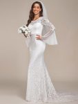 Sweetheart Long Bell Sleeve Mermaid Wedding Dress – Cream