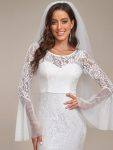 Sweetheart Long Bell Sleeve Mermaid Wedding Dress – Cream