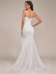 Custom Size Floral Spaghetti Strap Lace Backless Long Mermaid Wedding Dress – Cream