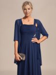 Two-Piece Square Neck Chiffon A-Line Mother of the Bride Dress – Navy Blue