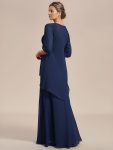 Two-Piece Square Neck Chiffon A-Line Mother of the Bride Dress – Navy Blue