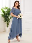 Plus Size Boat Neck Formal Dress with Sleeves – Dusty Navy