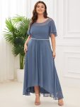 Plus Size Boat Neck Formal Dress with Sleeves – Dusty Navy