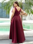 Women’s V-Neck High Low Cocktail Party Dresses – Burgundy