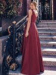 Women’s V-Neck High Low Cocktail Party Dresses – Burgundy