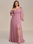 Open Lantern Sleeve A-Line Bridesmaid Dress – Purple Orchid