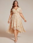 Ruffles Sleeve Pleated V-Neck A-Line Midi Chiffon Wedding Guest Dress – Golden Roses