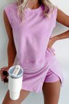 Phalaenopsis 2 Pieces Mineral Wash Cotton Tank Top Lined Split Skirt Set