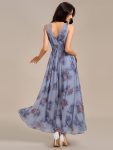 Double V Neck Empire Waist Floral Sleeveless Maxi Formal Dress – Dusty Peony