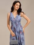 Double V Neck Empire Waist Floral Sleeveless Maxi Formal Dress – Dusty Peony