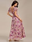 Floral Print Flutter Sleeve Side Split Maxi Formal Dress – Light Purple Print