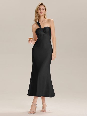 Backless Knit Sleeveless Formal Evening Dress - Black