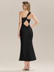 Backless Knit Sleeveless Formal Evening Dress – Black