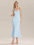 Backless Knit Sleeveless Formal Evening Dress - Sky Blue