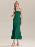 Backless Knit Sleeveless Formal Evening Dress - Dark Green