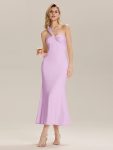 Backless Knit Sleeveless Formal Evening Dress - Lavender