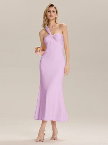Backless Knit Sleeveless Formal Evening Dress - Lavender