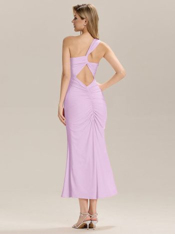Backless Knit Sleeveless Formal Evening Dress - Lavender