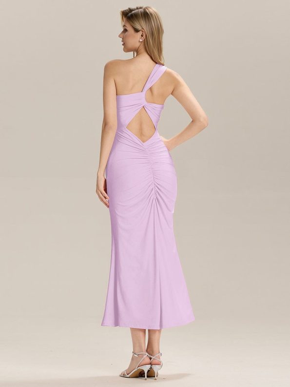Backless Knit Sleeveless Formal Evening Dress - Lavender