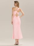 Backless Knit Sleeveless Formal Evening Dress – Pink