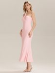 Backless Knit Sleeveless Formal Evening Dress – Pink