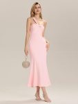 Backless Knit Sleeveless Formal Evening Dress – Pink