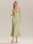 Backless Knit Sleeveless Formal Evening Dress - Sage Green