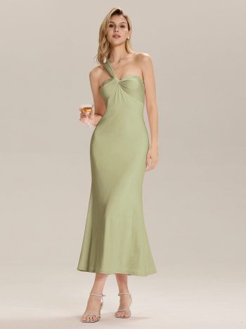 Backless Knit Sleeveless Formal Evening Dress - Sage Green