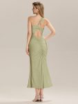 Backless Knit Sleeveless Formal Evening Dress – Sage Green