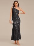 Flowing Ribbon Mesh Mermaid Formal Dress - Black