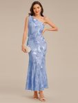 Flowing Ribbon Mesh Mermaid Formal Dress – Ice Blue