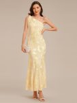 Flowing Ribbon Mesh Mermaid Formal Dress - Yellow