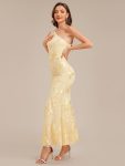 Flowing Ribbon Mesh Mermaid Formal Dress – Yellow