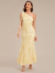 Flowing Ribbon Mesh Mermaid Formal Dress – Yellow