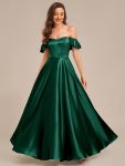 Back Tie Satin Ruffle Sleeve Formal Dress – Dark Green
