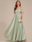 Back Tie Satin Ruffle Sleeve Formal Dress – Mint Green