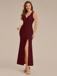 Cut-Out Knit Mermaid Formal Dress – Burgundy