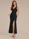 Cut-Out Knit Mermaid Formal Dress – Black