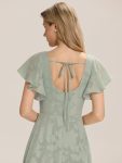 Ruffle Sleeve A-Line Formal Evening Dress with Slit – Mint Green