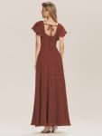 Ruffle Sleeve A-Line Formal Evening Dress with Slit – Vermilion