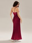 Flowing Ribbons Satin High Slit Dress – Burgundy