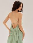 Backless Chiffon Tiered Maxi Dress – Mint Green